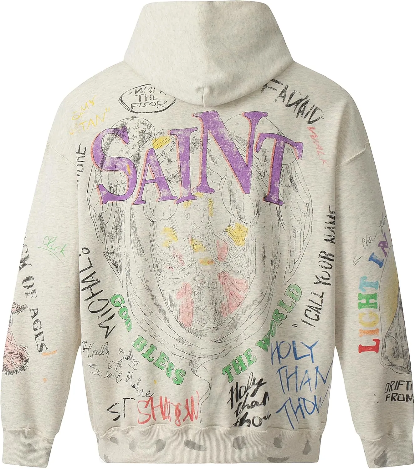 Men's Hand-painted graffiti vintage holes to make old baggy hoodies Hip Hop Pullover Heavyweight Hoodies
