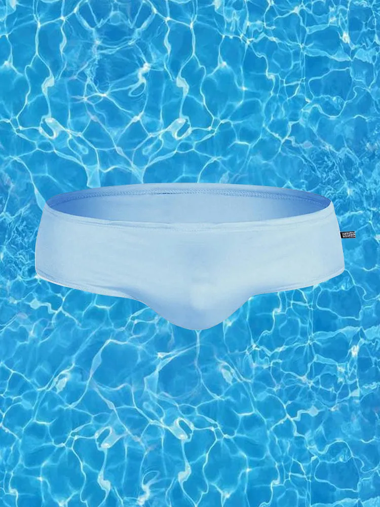 Mens Solid Color Quick-drying Pouch Swim Briefs