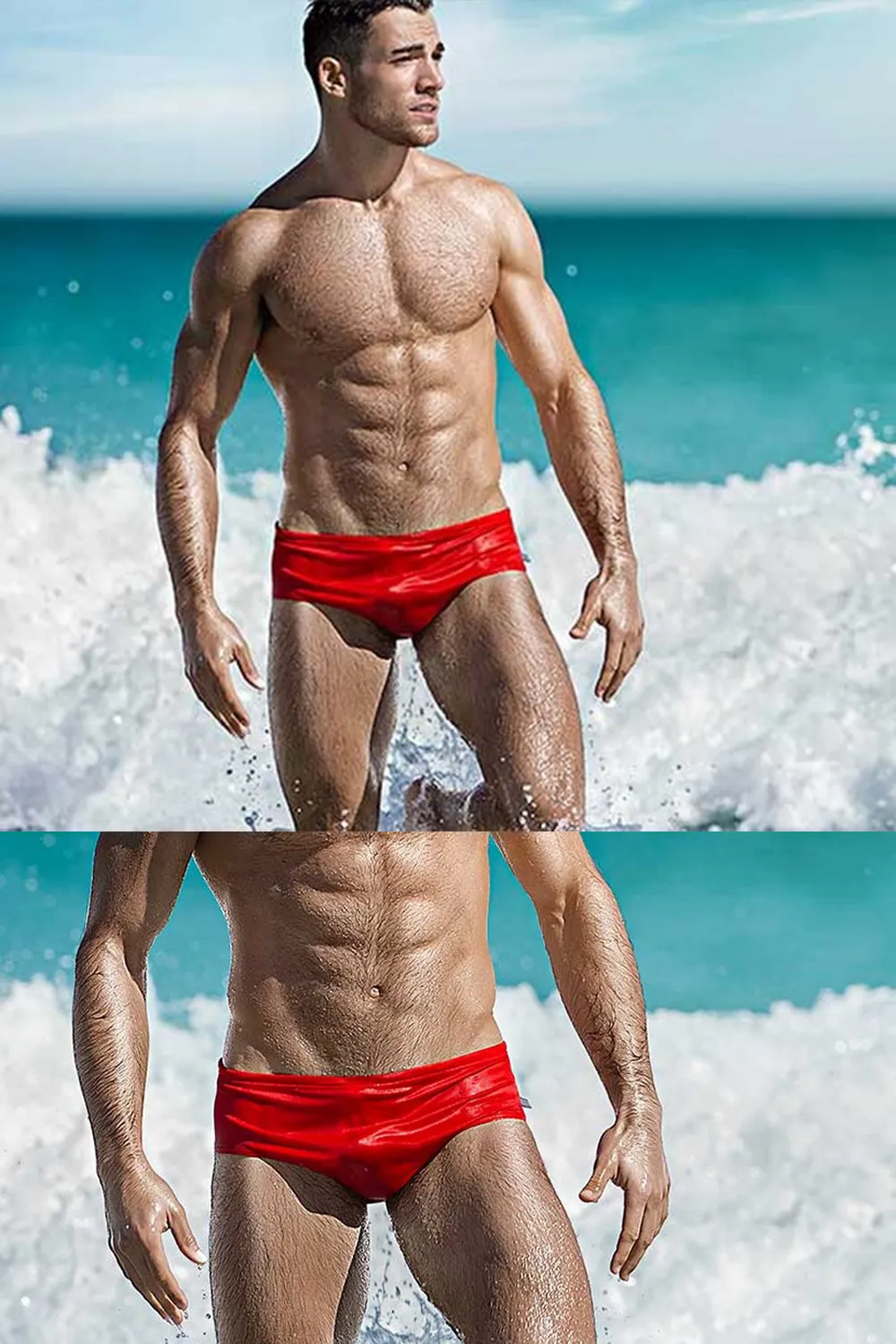 Mens Solid Color Quick-drying Pouch Swim Briefs