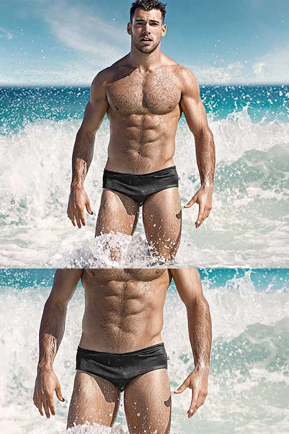 Mens Solid Color Quick-drying Pouch Swim Briefs