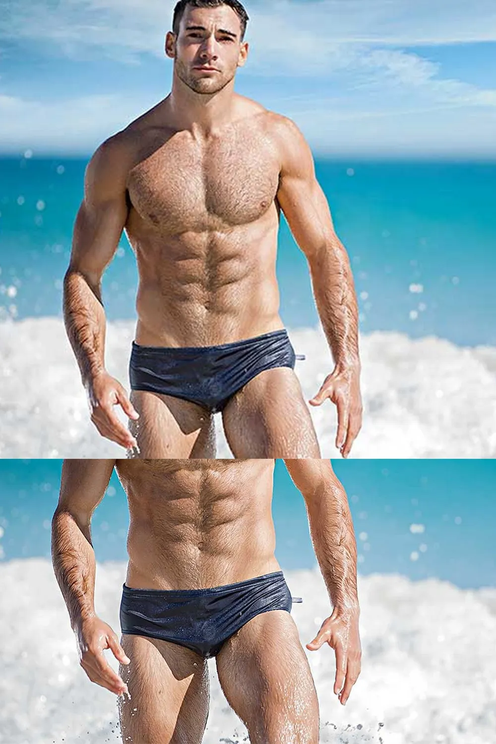 Mens Solid Color Quick-drying Pouch Swim Briefs