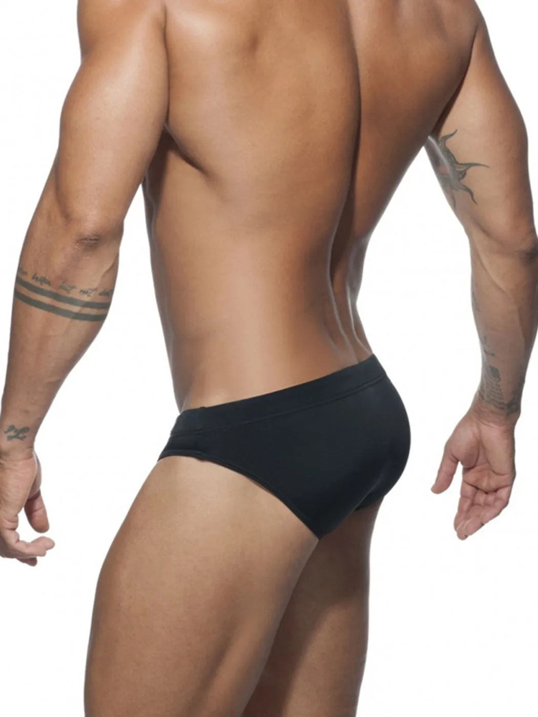 Mens Solid Color Swim Briefs with Removable Pad