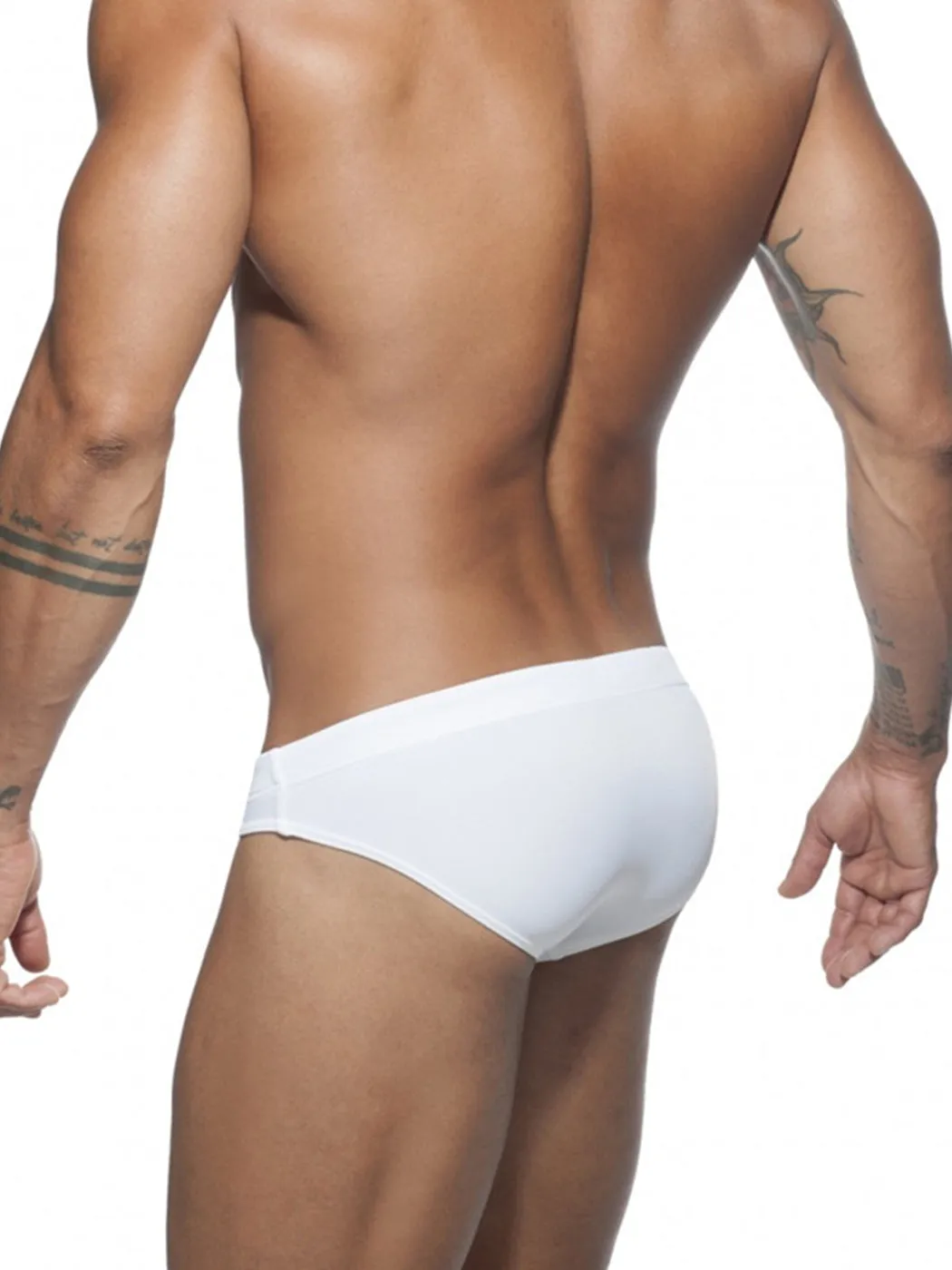 Mens Solid Color Swim Briefs with Removable Pad
