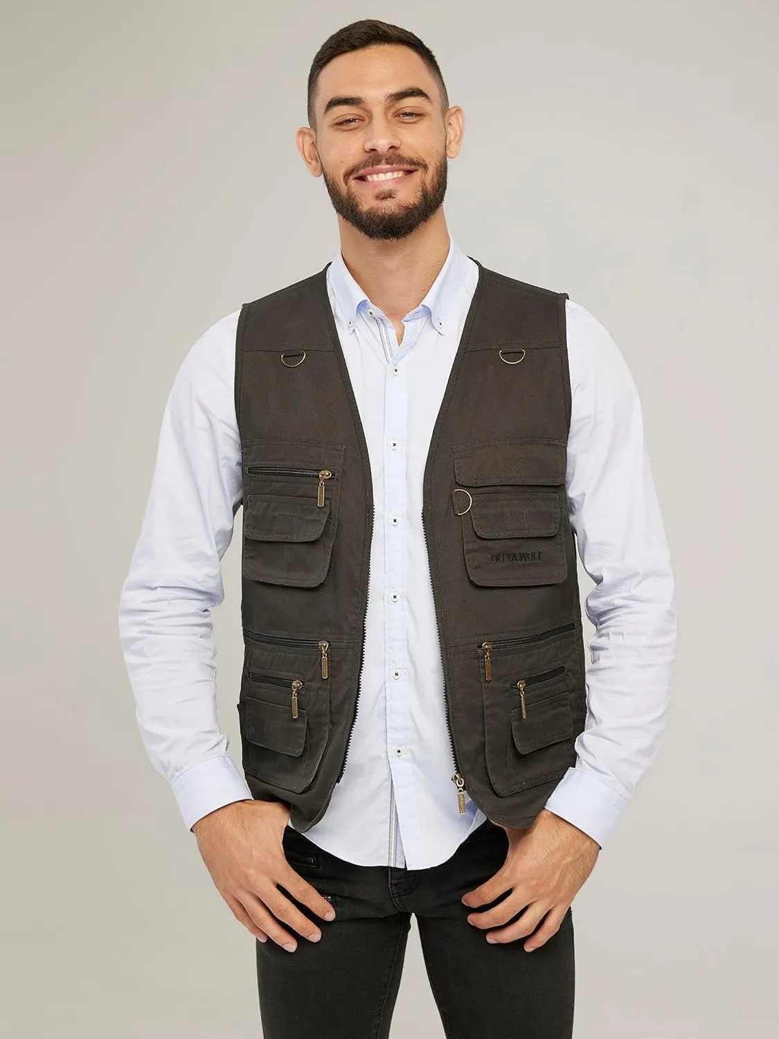 Men's Stone Washed Multi-pocketed Hunting Travel Fishing Utility Work Cargo Outerwear Outdoor Vest