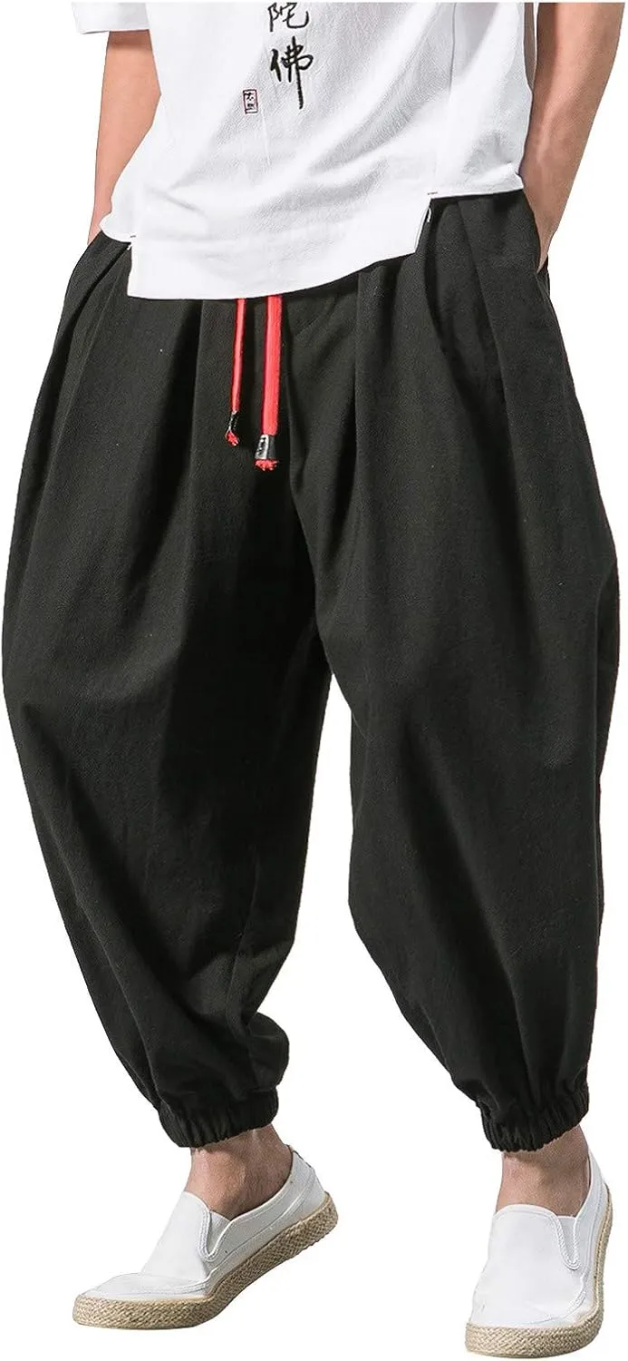 Mens Sweatpants Loose Elastic Straps with Pocket Trousers Solid Color Casual Men Pants Stretch Pants for Men
