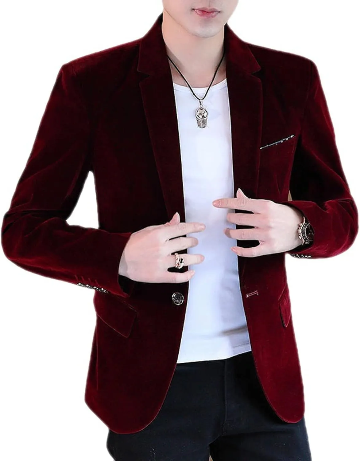 Men's Velvet Sport Coats Blazers Slim Fit Tuxedo Solid Notch Lapel Suits Blazer for Men Autumn Winter Spring