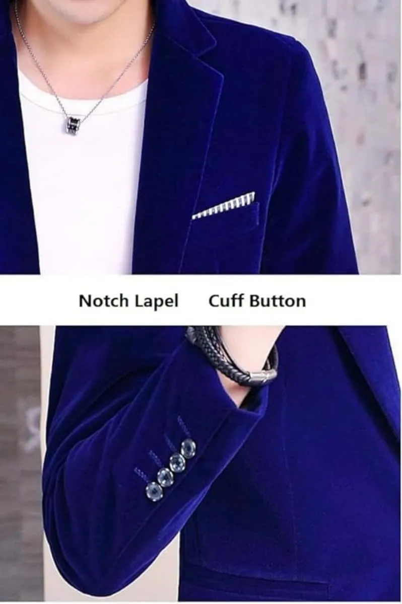 Men's Velvet Sport Coats Blazers Slim Fit Tuxedo Solid Notch Lapel Suits Blazer for Men Autumn Winter Spring