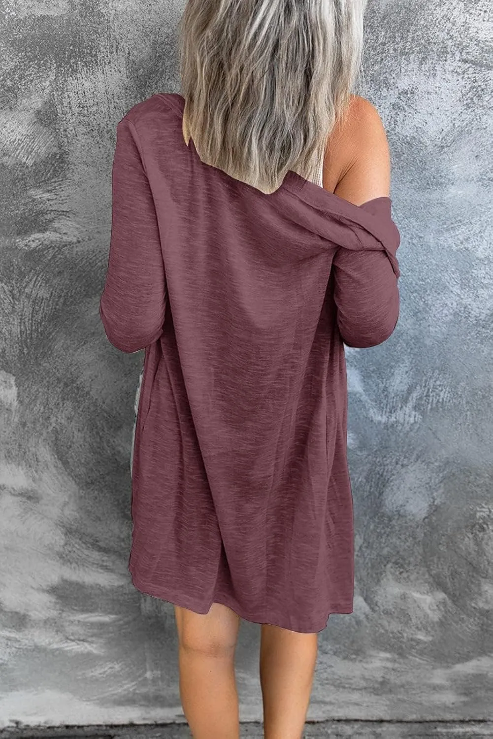 MEROKEETY Women's Open Front Lightweight Cardigan Long Sleeve Button Down Loose Outwear with Pockets
