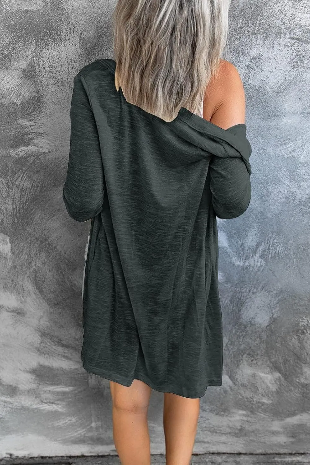 MEROKEETY Women's Open Front Lightweight Cardigan Long Sleeve Button Down Loose Outwear with Pockets