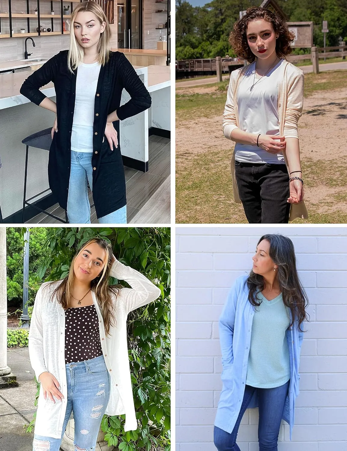 MEROKEETY Women's Open Front Lightweight Cardigan Long Sleeve Button Down Loose Outwear with Pockets