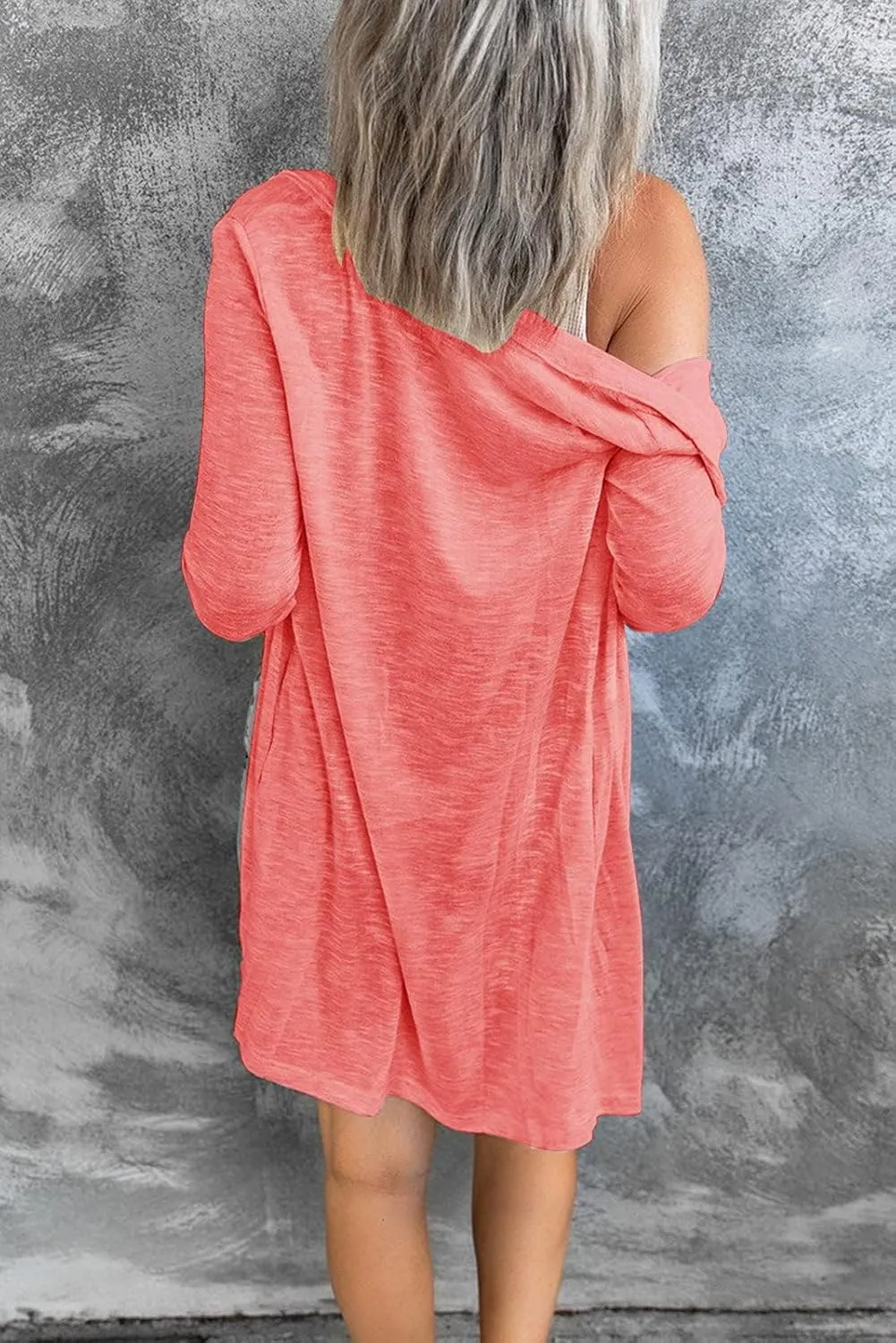 MEROKEETY Women's Open Front Lightweight Cardigan Long Sleeve Button Down Loose Outwear with Pockets