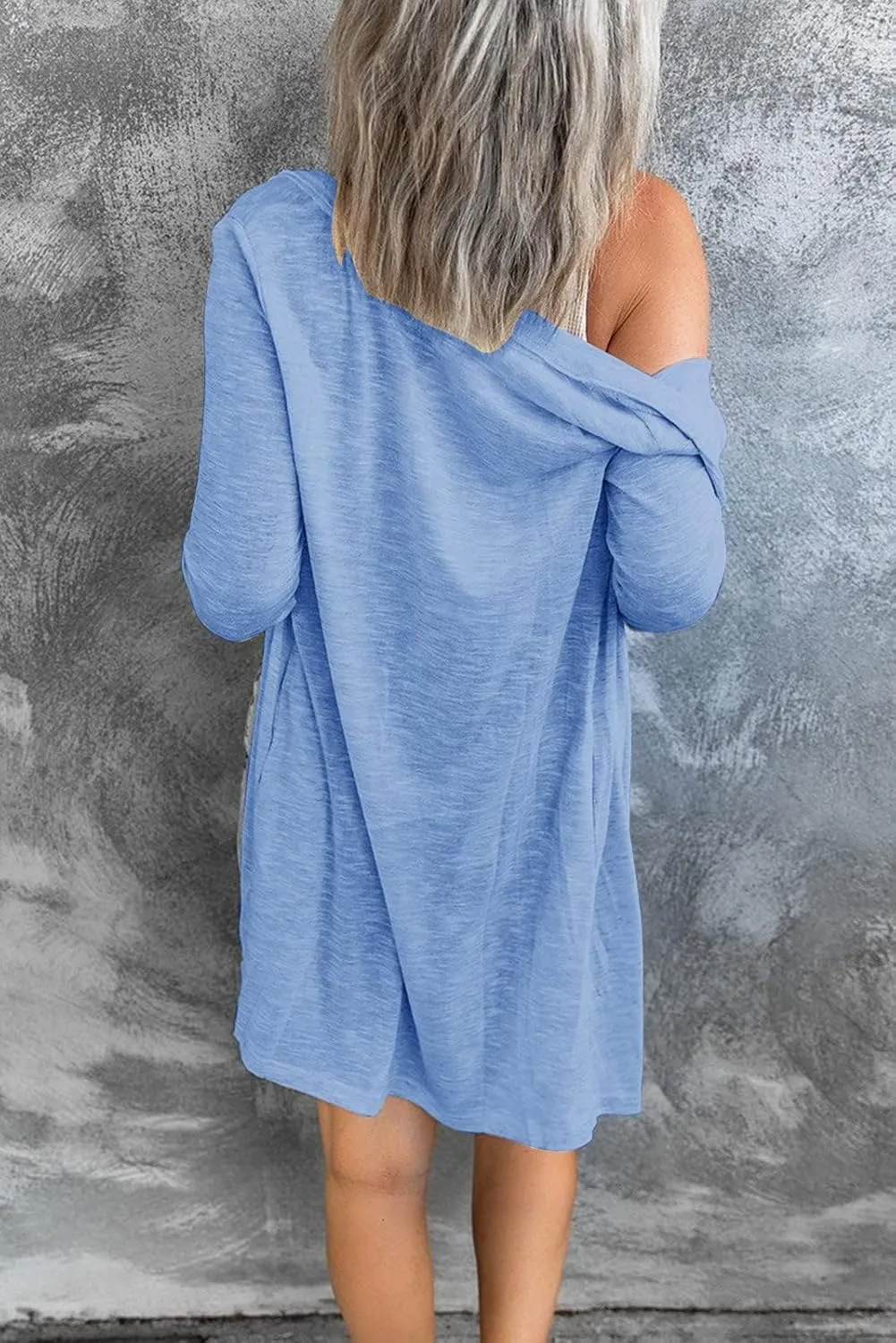 MEROKEETY Women's Open Front Lightweight Cardigan Long Sleeve Button Down Loose Outwear with Pockets