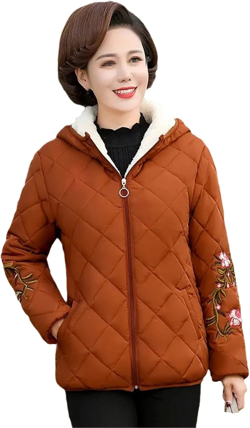 Middle Aged Mom's Cotton Coat Women's Padded Jacket Add Velvet Add Thick Ladies Autumn Winter Outerwear