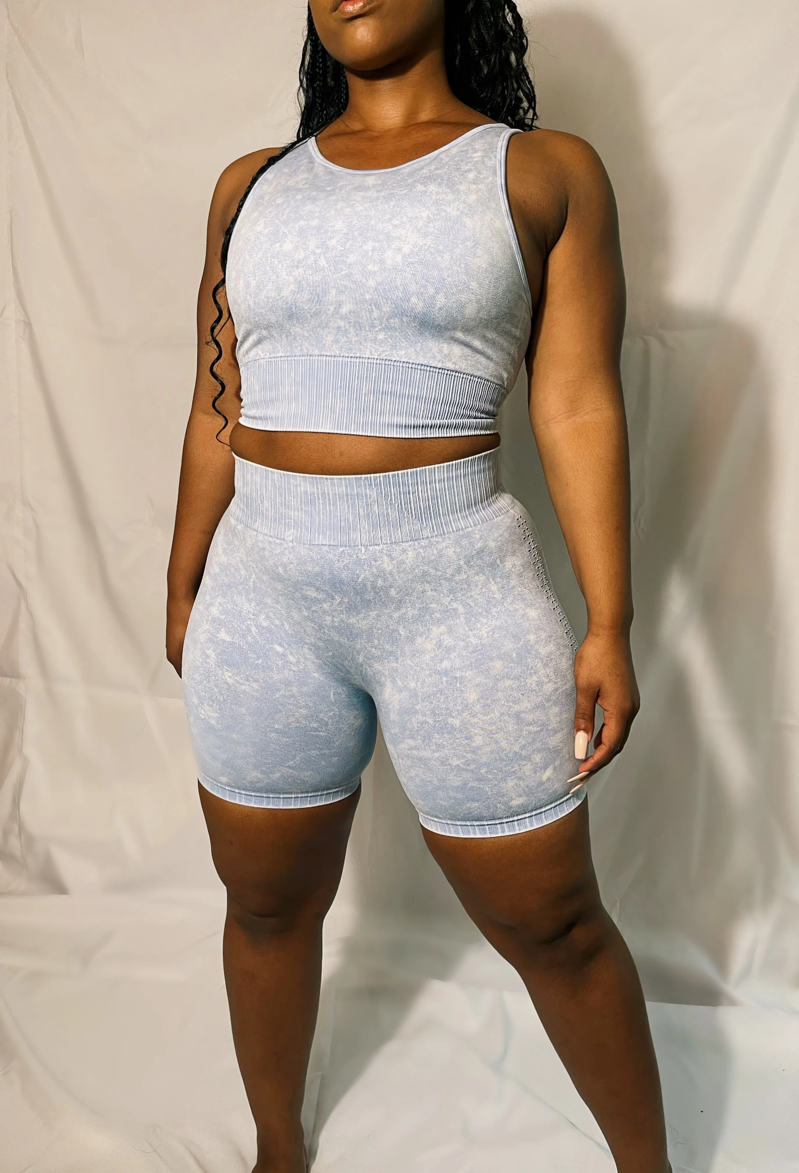 Mineral wash seamless biker shorts set