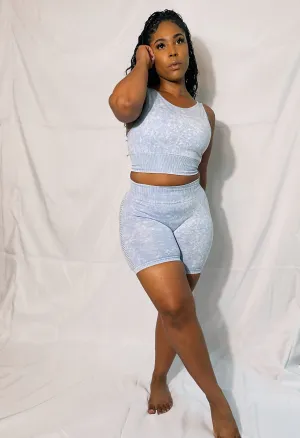 Mineral wash seamless biker shorts set
