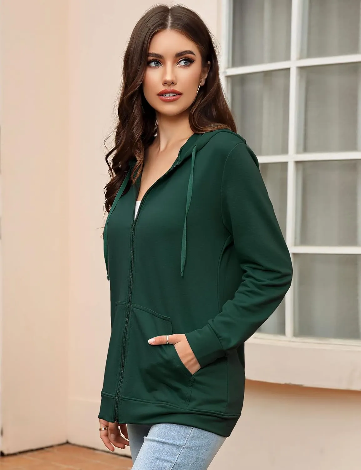 MISSKY Women's Casual Long Sleeve Zip up Jacket with Pockets Running Sweatshirts Jackets
