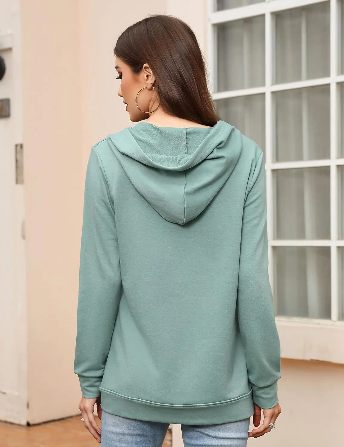 MISSKY Women's Casual Long Sleeve Zip up Jacket with Pockets Running Sweatshirts Jackets