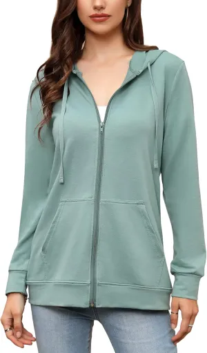 MISSKY Women's Casual Long Sleeve Zip up Jacket with Pockets Running Sweatshirts Jackets