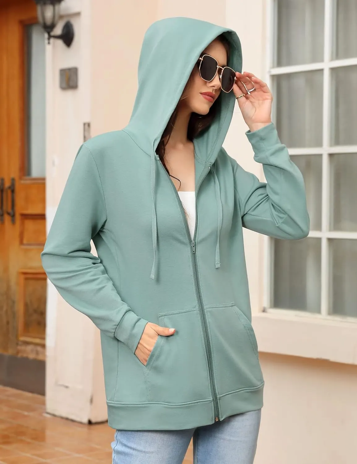 MISSKY Women's Casual Long Sleeve Zip up Jacket with Pockets Running Sweatshirts Jackets