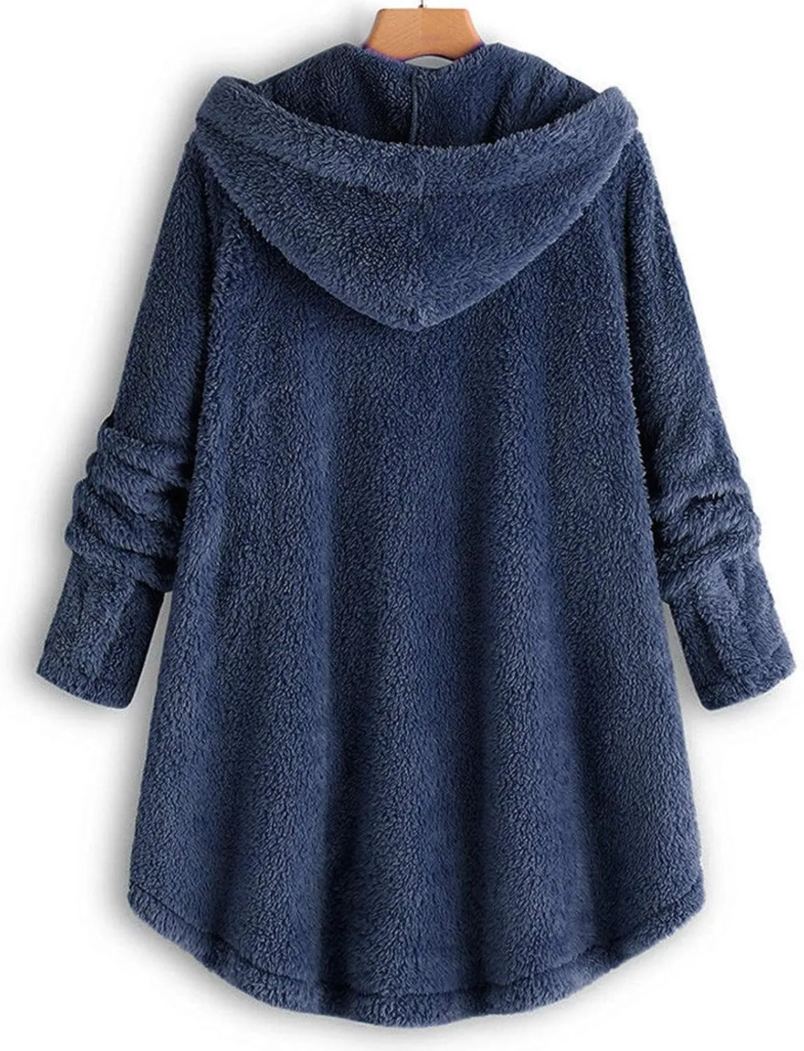 Muyise Oversized Warm Winter Coats for Women Sherpa Jacket Fuzzy Fleece Pullover Hoodie Button Down Outwear Coat with Pockets