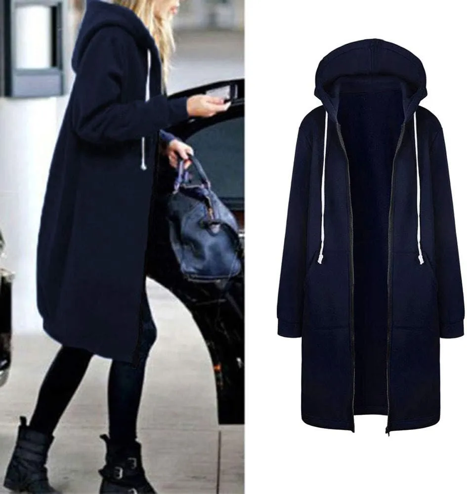 Muyise Women's 2023 Zip Up Hoodies Casual Long Sleeve Sweatshirts Winter Warm Fall Jacket Hooded Coat Outerwear with Pockets