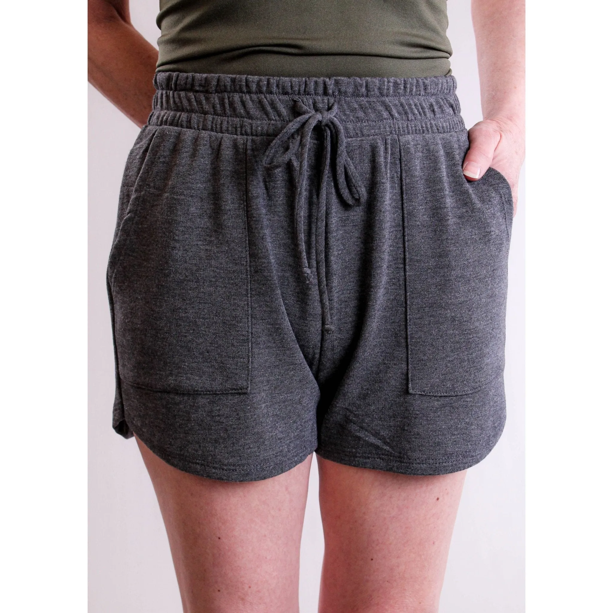Mystree Shorts with Faux Drawstring Waist