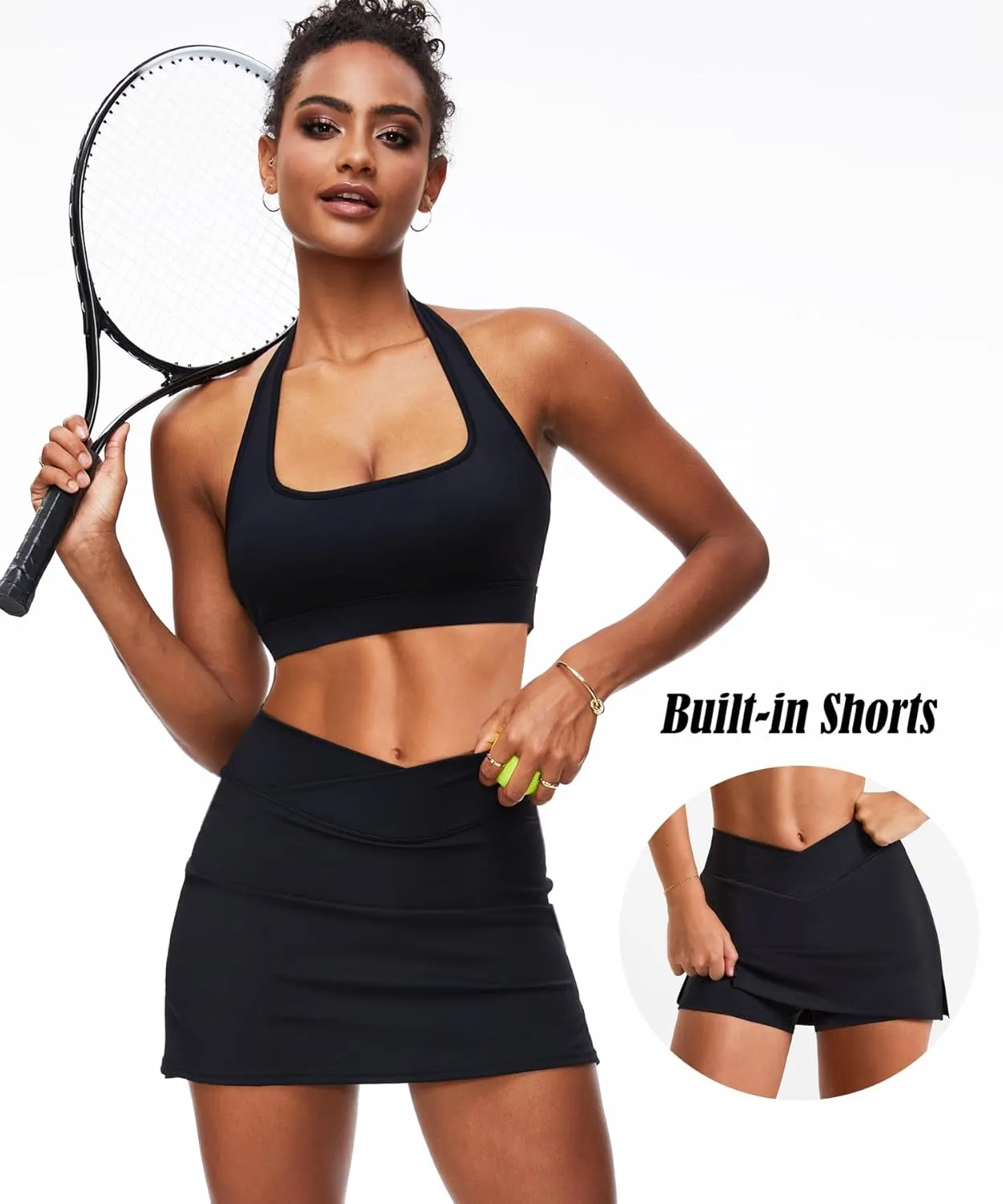 Navneet Women Tennis Skirts with Shorts High Waisted Golf Skirts Athletic Skorts Bodycon Pickleball Skirt Workout Mini Skirt