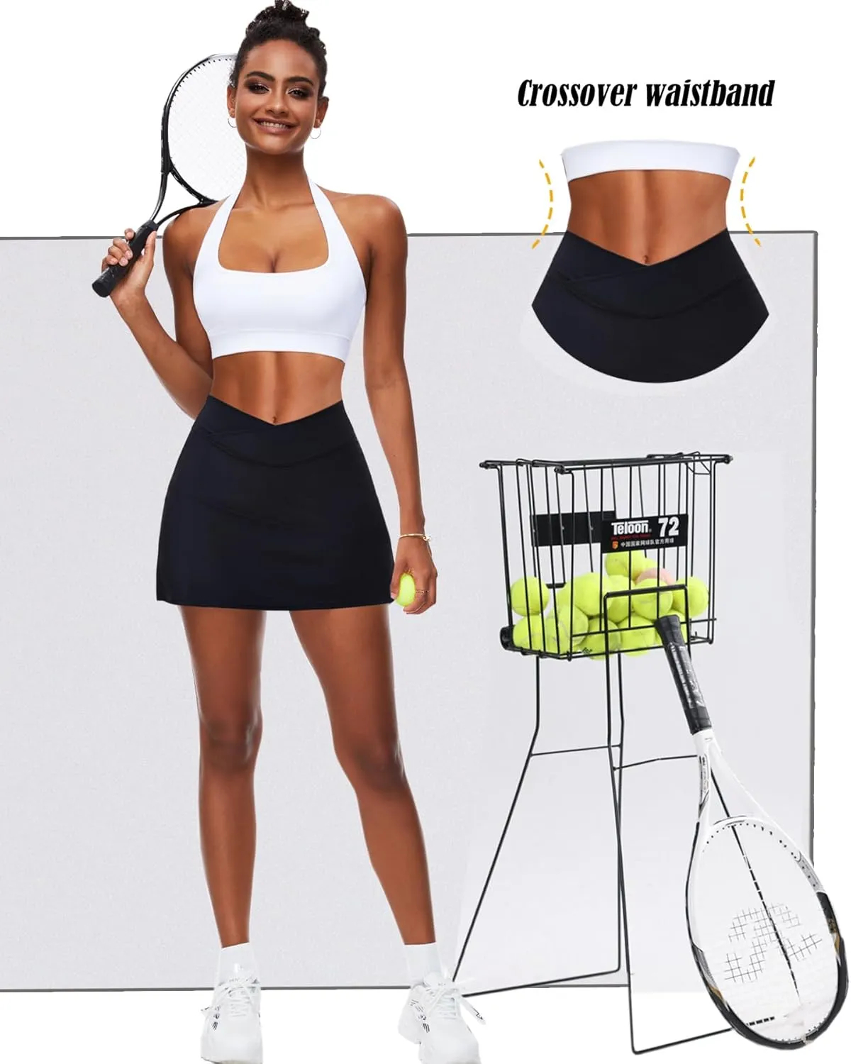 Navneet Women Tennis Skirts with Shorts High Waisted Golf Skirts Athletic Skorts Bodycon Pickleball Skirt Workout Mini Skirt