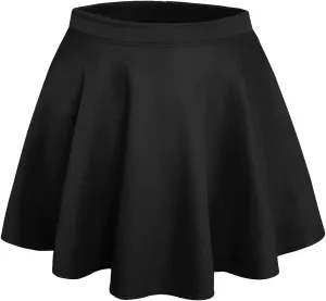 NE PEOPLE Womens Skater Skirt  Stretch Elastic Waist Casual Mini Flared Swing Pleated Skirts Made in USA S-3XL