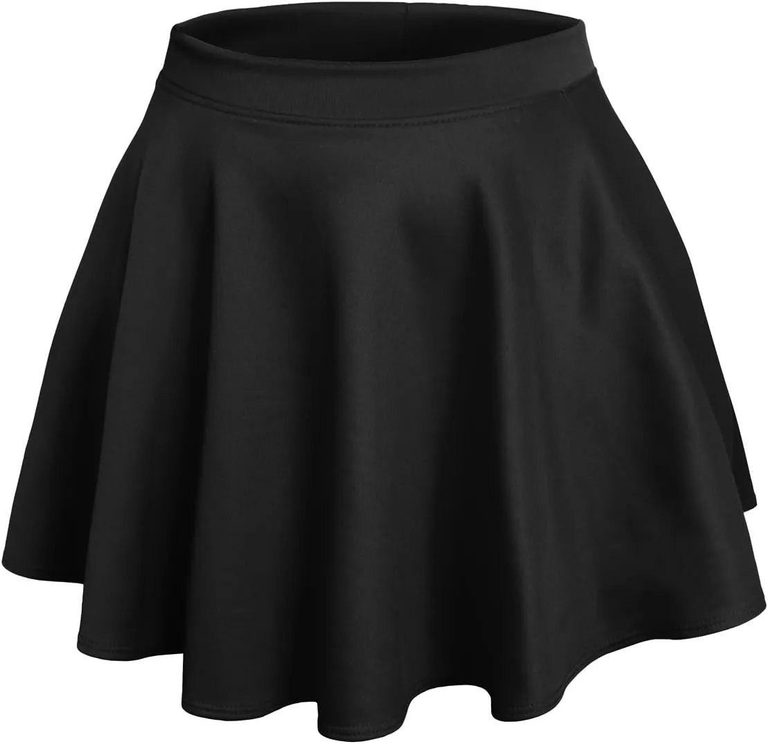 NE PEOPLE Womens Skater Skirt  Stretch Elastic Waist Casual Mini Flared Swing Pleated Skirts Made in USA S-3XL