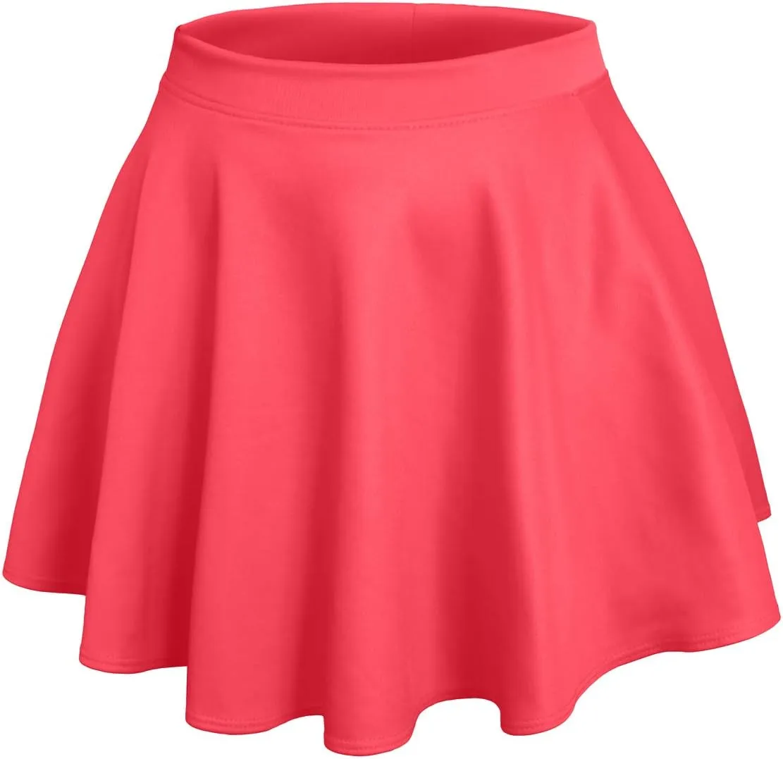 NE PEOPLE Womens Skater Skirt  Stretch Elastic Waist Casual Mini Flared Swing Pleated Skirts Made in USA S-3XL