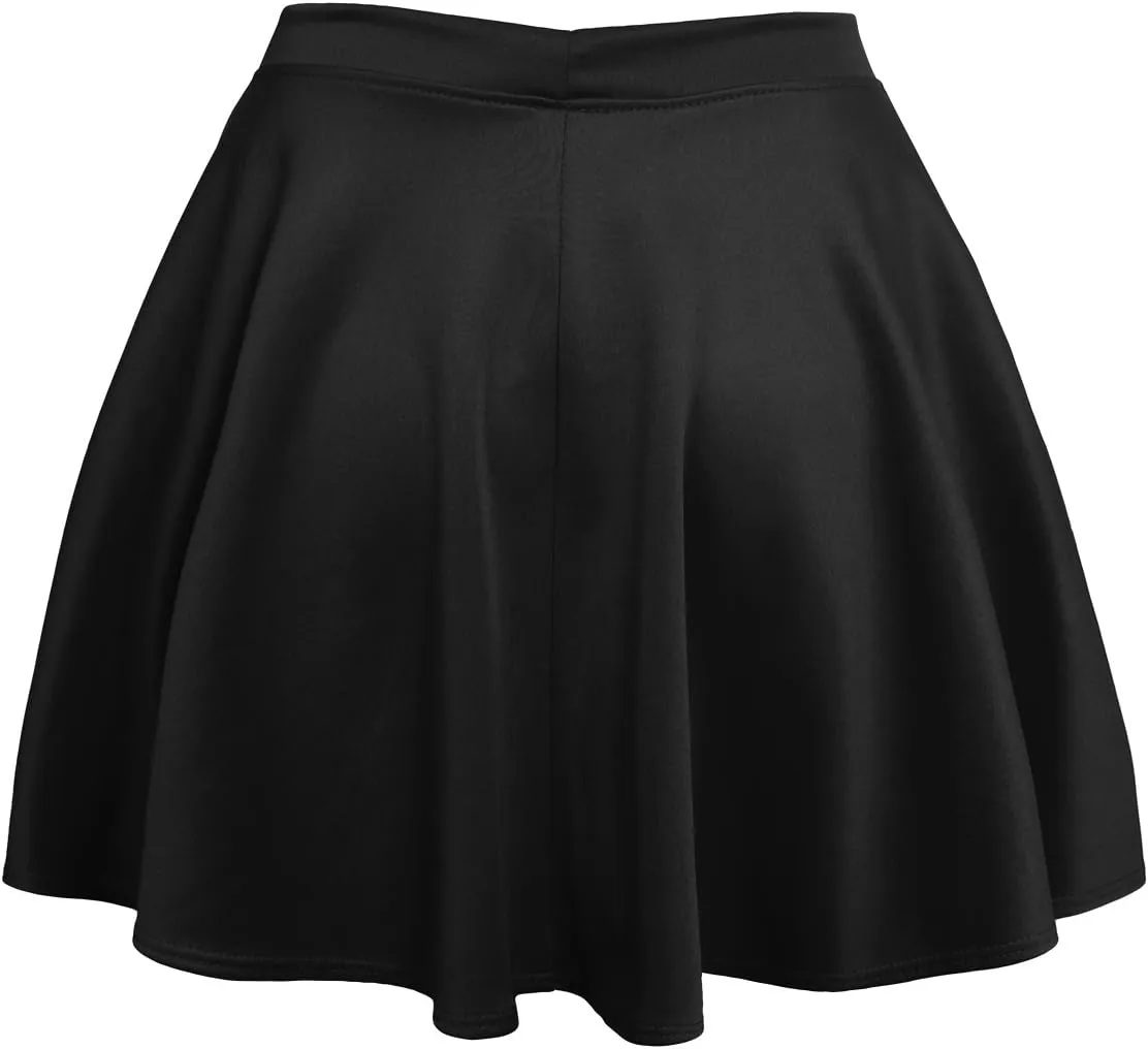 NE PEOPLE Womens Skater Skirt  Stretch Elastic Waist Casual Mini Flared Swing Pleated Skirts Made in USA S-3XL