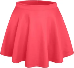 NE PEOPLE Womens Skater Skirt  Stretch Elastic Waist Casual Mini Flared Swing Pleated Skirts Made in USA S-3XL