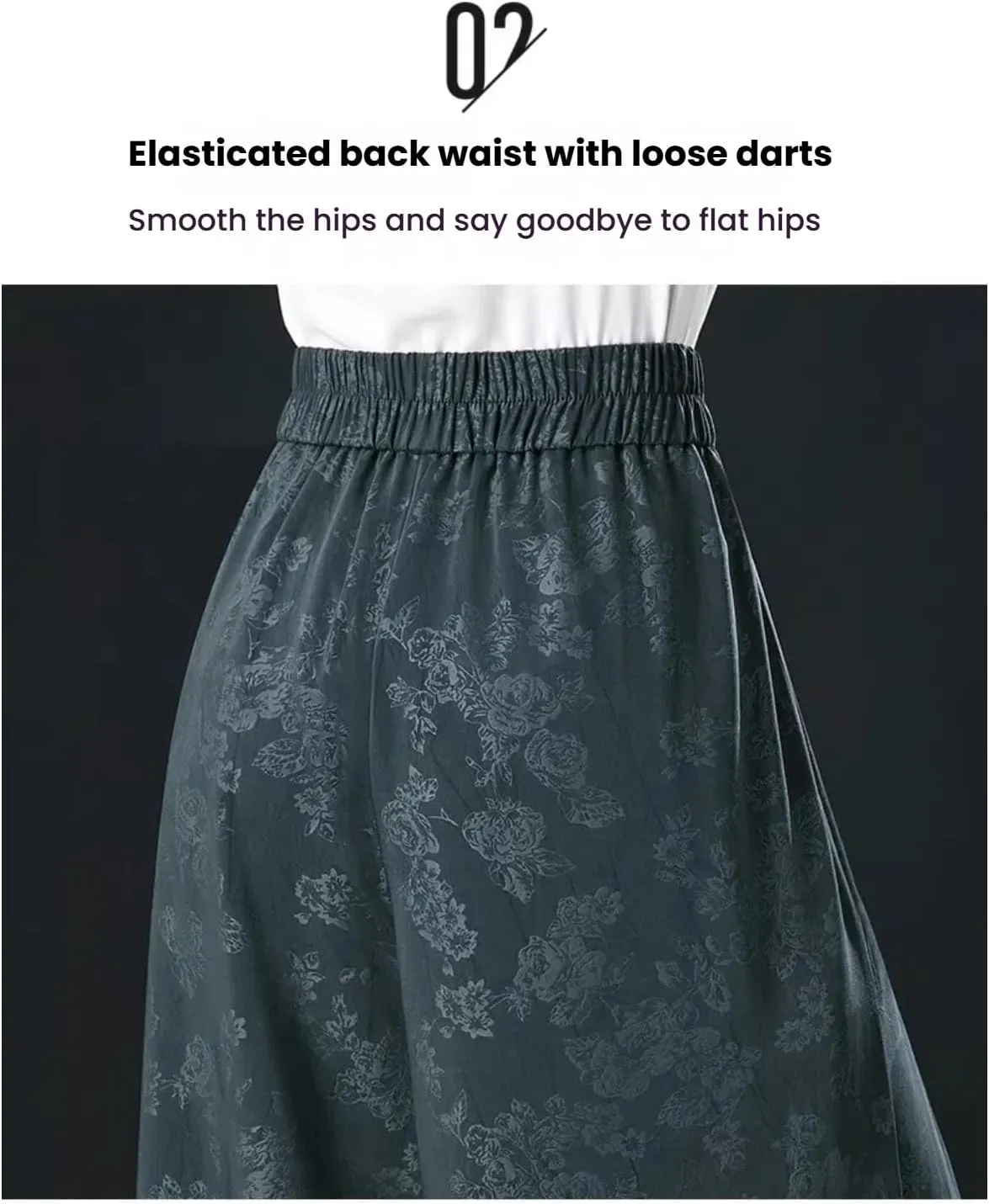 New Latest Designable Ice Silk Palazzo Pants Cool & Comfy Palazzo Pants, Rose Print High Waist Wide Leg Cropped Trousers
