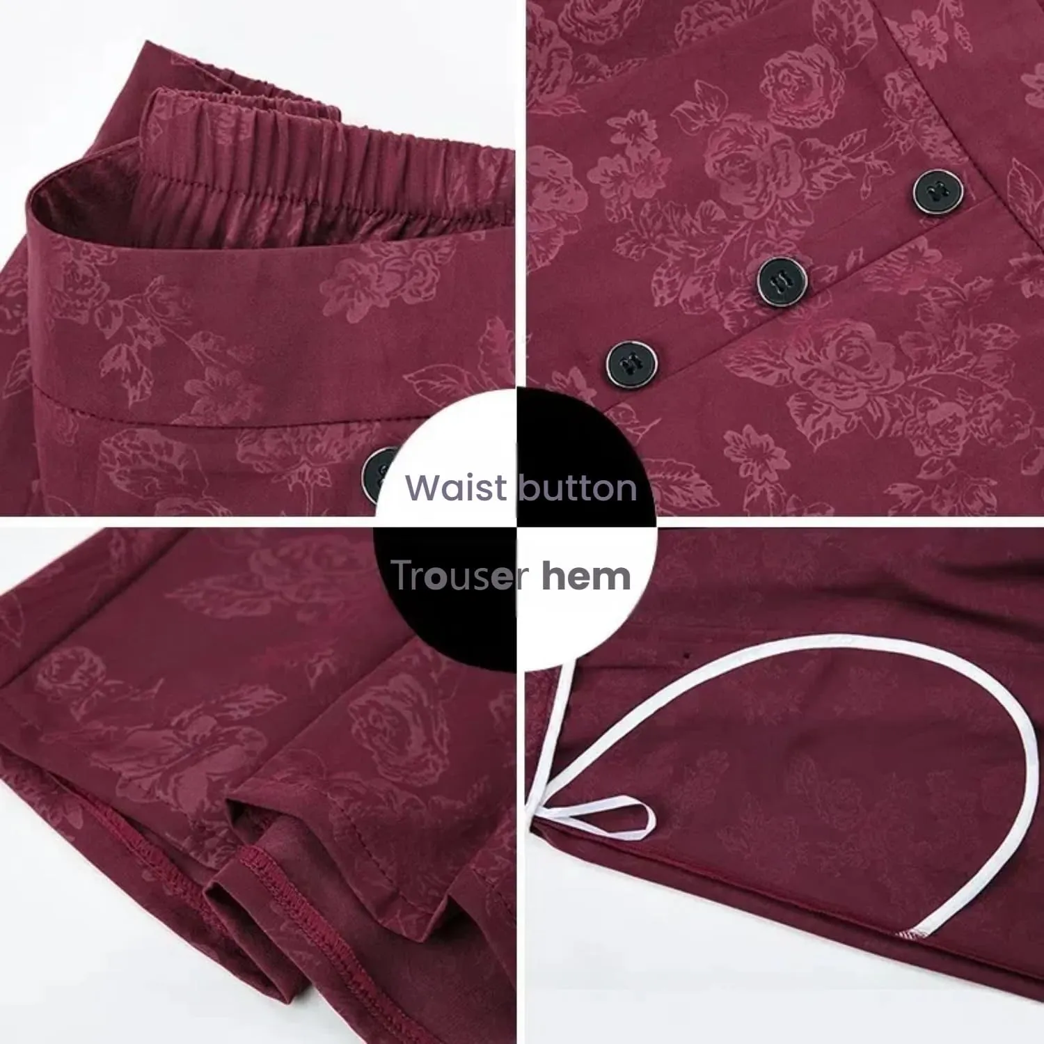 New Latest Designable Ice Silk Palazzo Pants Cool & Comfy Palazzo Pants, Rose Print High Waist Wide Leg Cropped Trousers