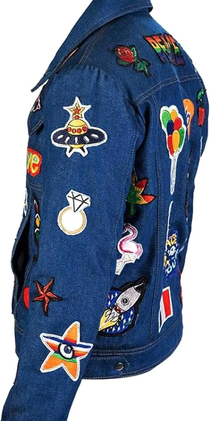 New Rocketman Blue Denim Jacket with Patches