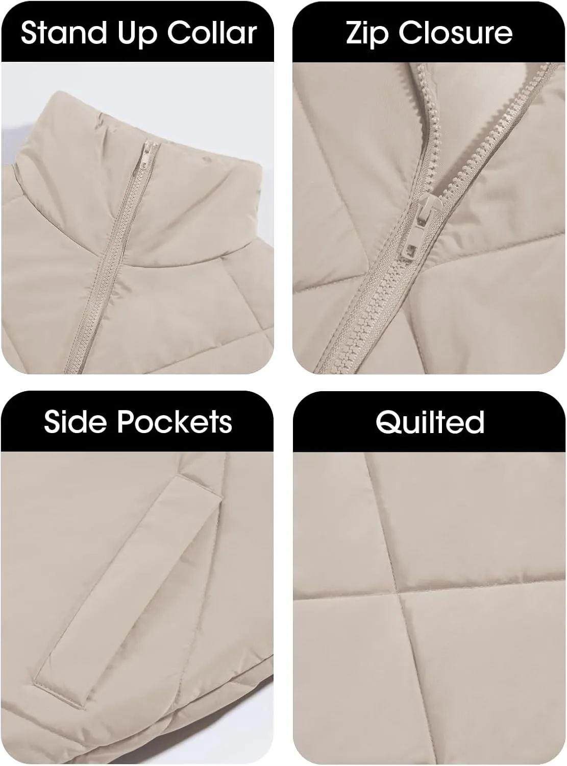 Newffr Women's Quilted Puffer Vest Sleeveless Lightweight Zip Up Jacket Winter Warm Coat Outerwear