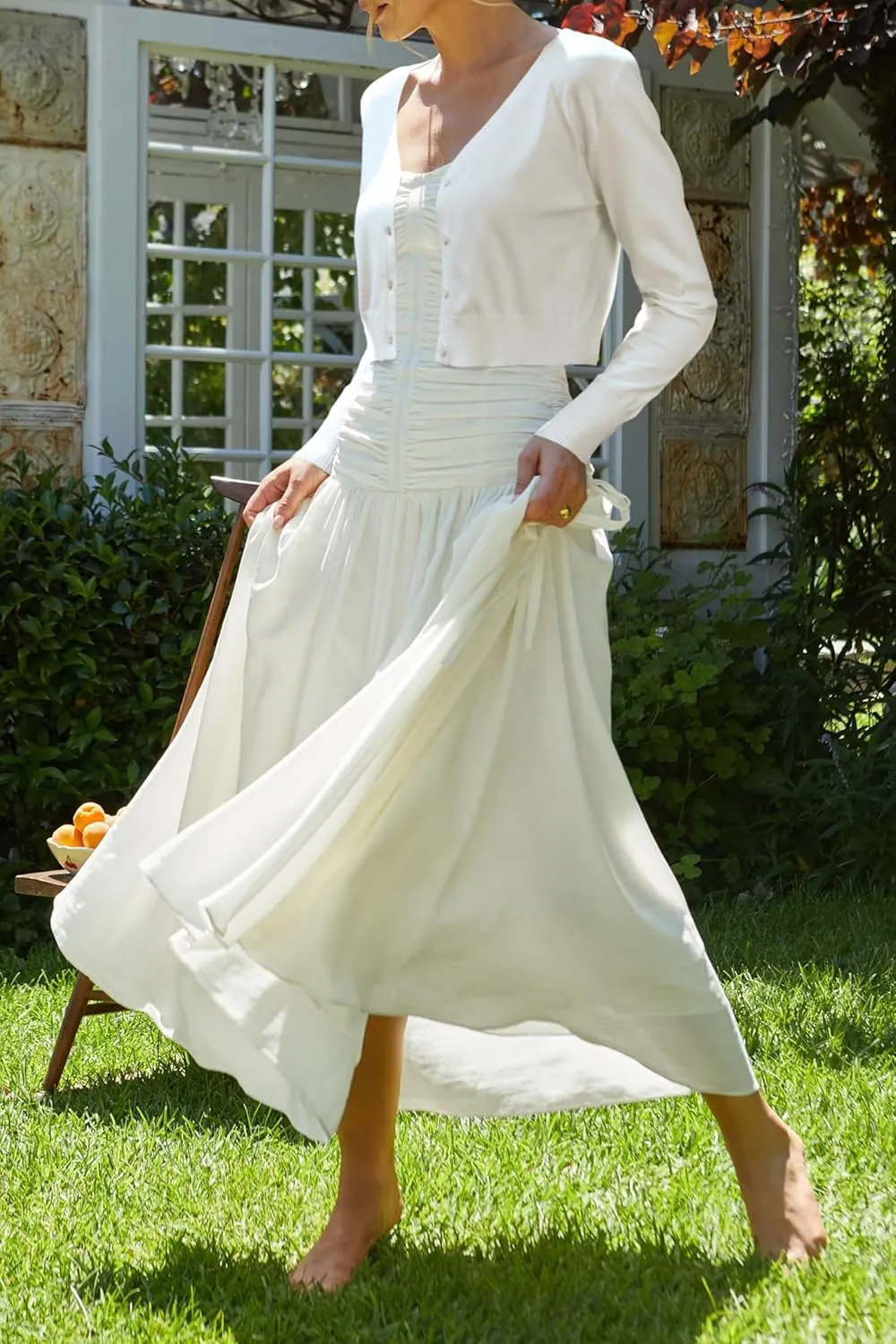 Newshows Womens 2025 Summer Cropped Cardigan Fashion Knit Bolero Shrug Long Sleeve V Neck Business Casual Sweater