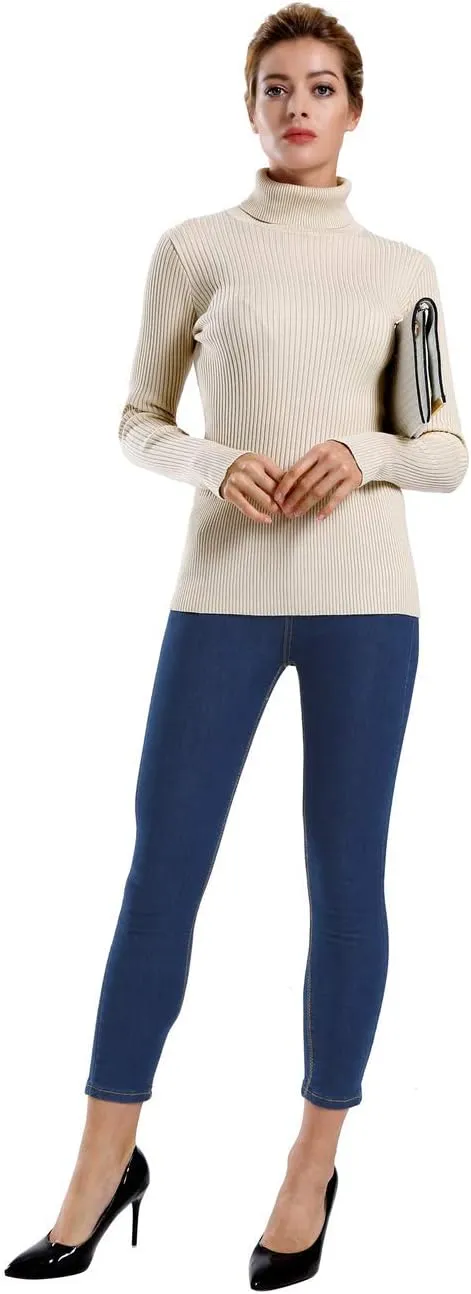 ninovino Women's Turtleneck Ribbed Long Sleeve Sweater Pullover Tops