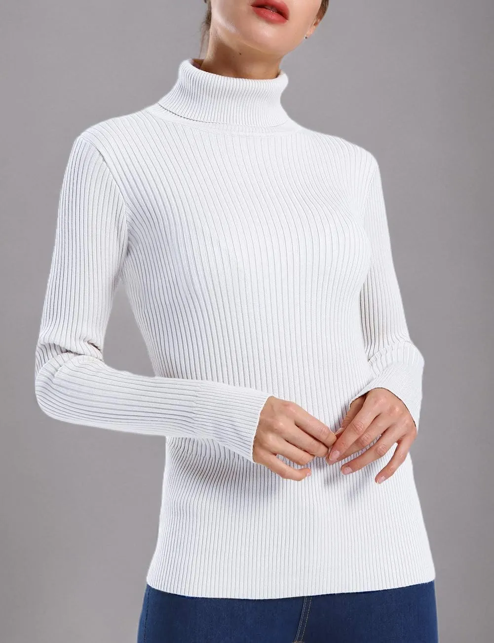 ninovino Women's Turtleneck Ribbed Long Sleeve Sweater Pullover Tops