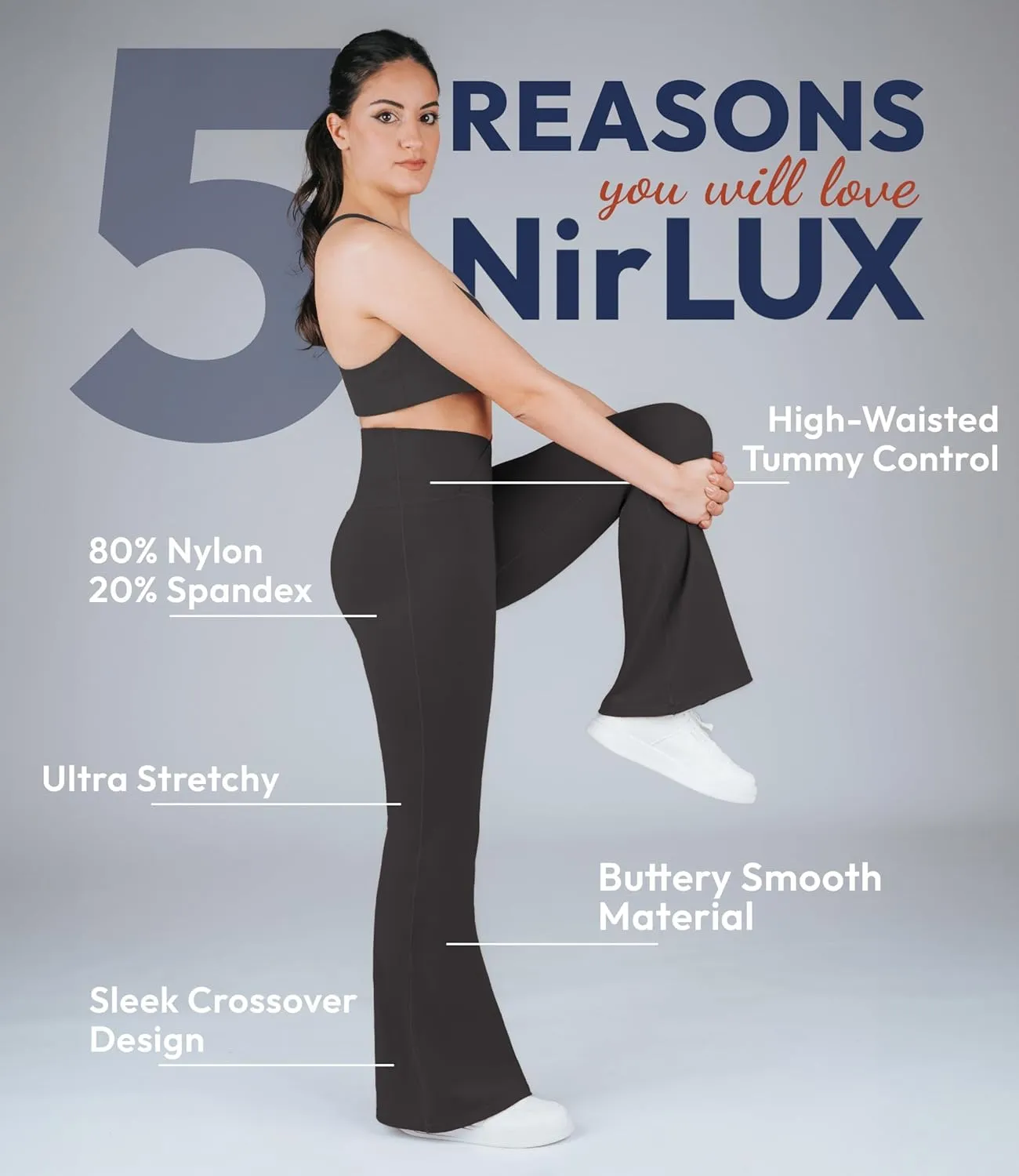 Nirlon Crossover Flare Leggings for Women - Regular & Plus Size Flare Pants High Waisted Wide Yoga Pants