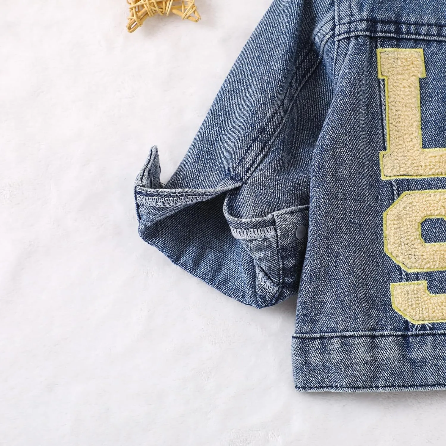 Noubeau Toddler Baby Girls Jean Jacket Kids Denim Jacket Long Sleeve Button Top Coat Casual Outerwear