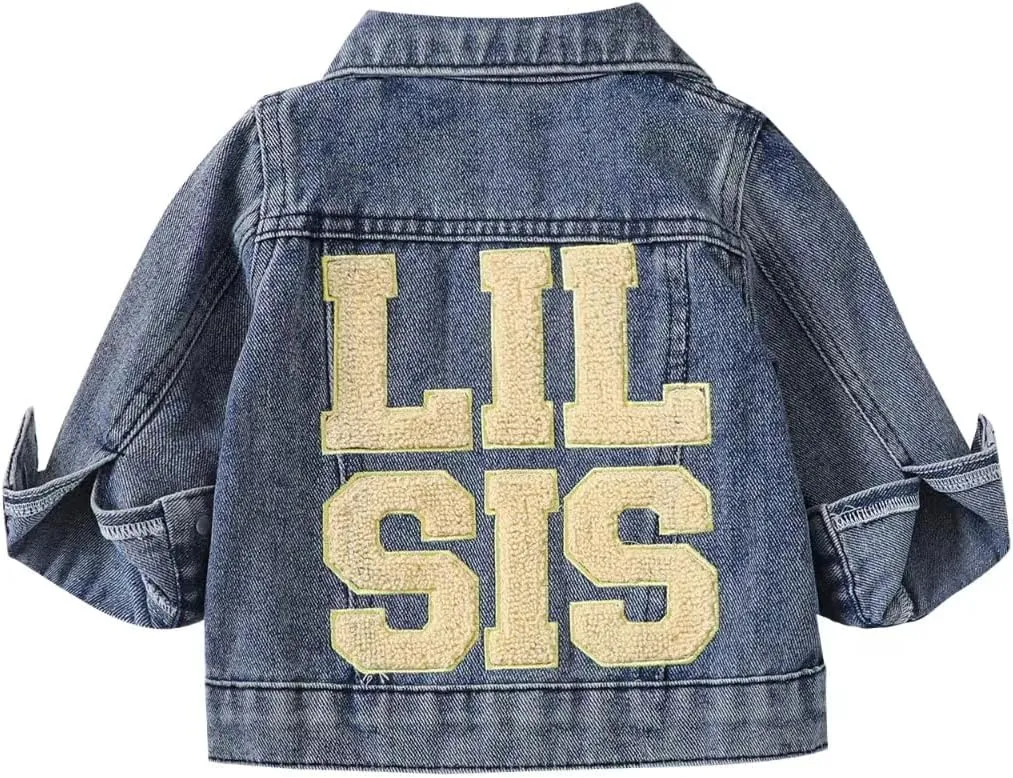 Noubeau Toddler Baby Girls Jean Jacket Kids Denim Jacket Long Sleeve Button Top Coat Casual Outerwear