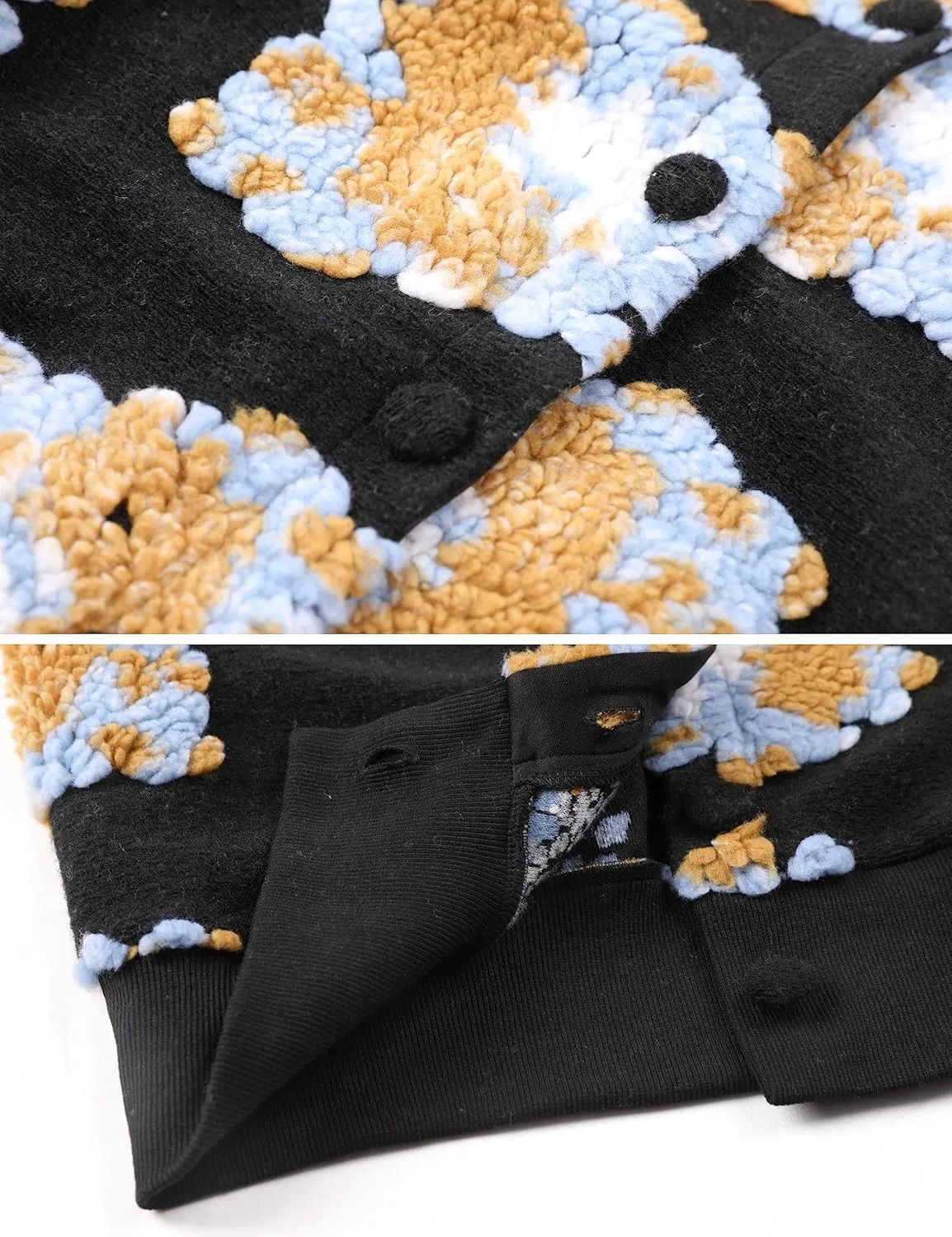 OPCAKM Women's Cropped Floral Print Shacket Jackets Round Neck Long Sleeve Bomber Coat Outerwears