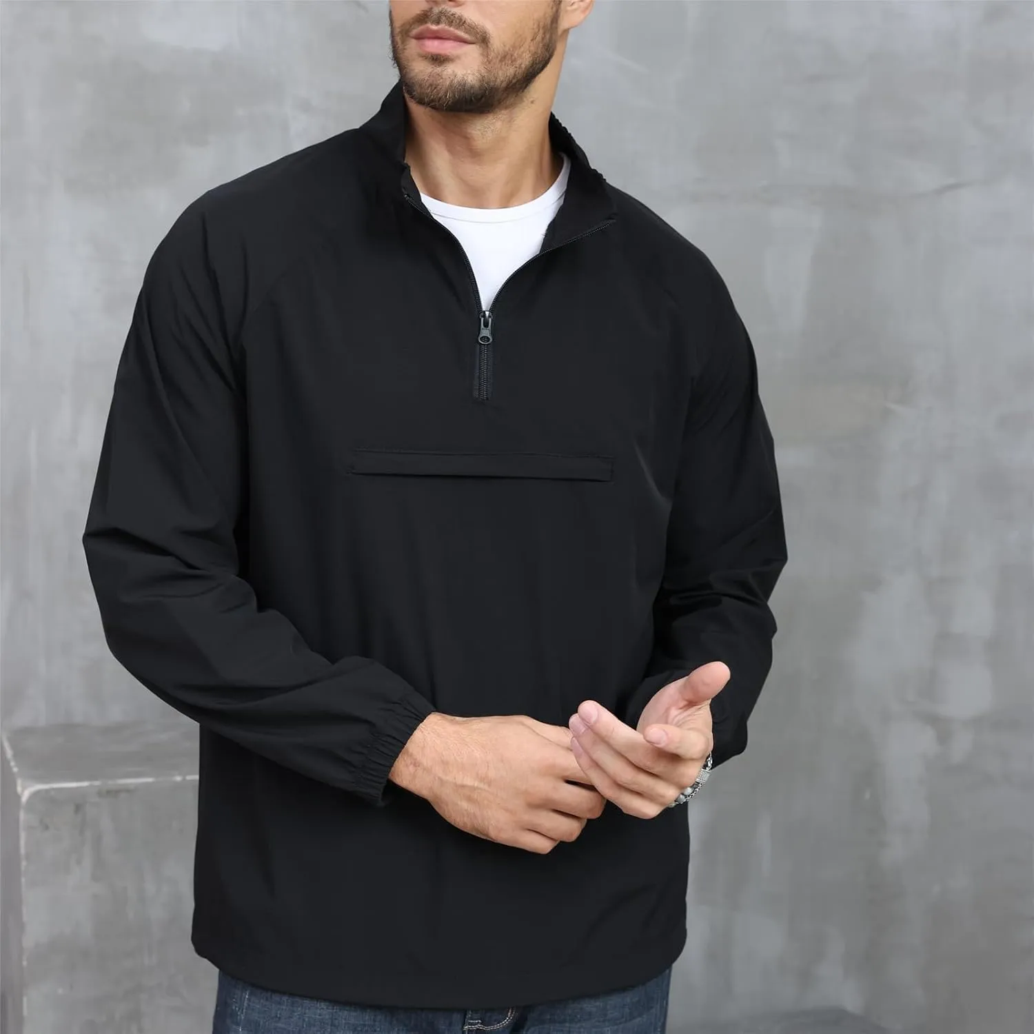 Opomelo Men's Athletic Quarter Zip Pullover Golf Hiking Running Lightweight Jacket Workout Sweatshirt With Pocket