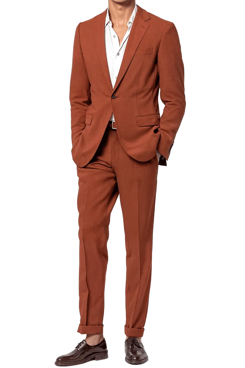Orange Slim fit 2 piece 1-Button Suit