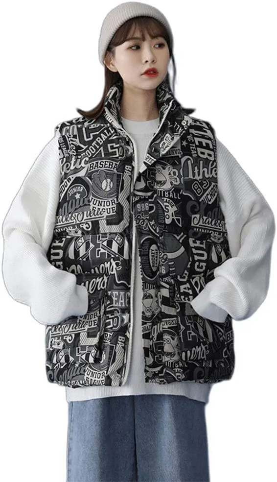 Outer Dress Vests for Women Fashion Gilet Vest Sleeveless Padded Cotton Waistcoat Parkas Outerwear with Pocket Casual Clothes (Color : White, Size : XX-Large)