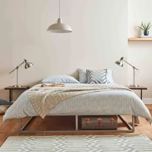 Outlet – Indy Double Platform Bed - Grey Metal