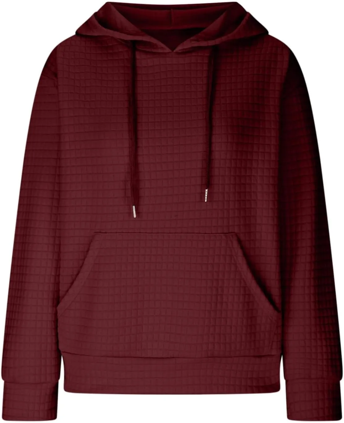 Oversized Hoodies for Women Athleisure Quilted Drawstring Crewneck Sweatshirts Fall Knit Pullover Sweaters with Pocket