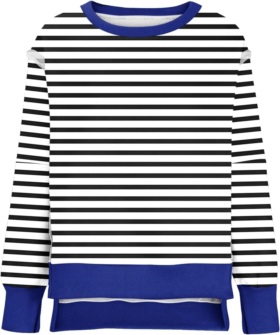 Oversized Sweatshirt for Women 2024 Long Sleeve Striped Sweatshirts Crewneck Corded Pullover Top Fall Winter Outfits
